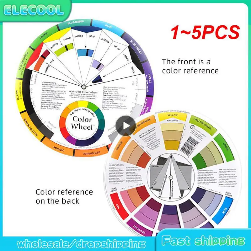 

1~5PCS Professional Paper Card Design Color Mixing Wheel Ink Chart Guidance Round Central Circle Rotates Tattoo Nail Pigment