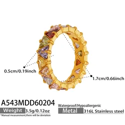 Triangular Purple Zircon Eternity Band in 18K Gold Plated Stainless Steel - 8 (Gold - Colorful)