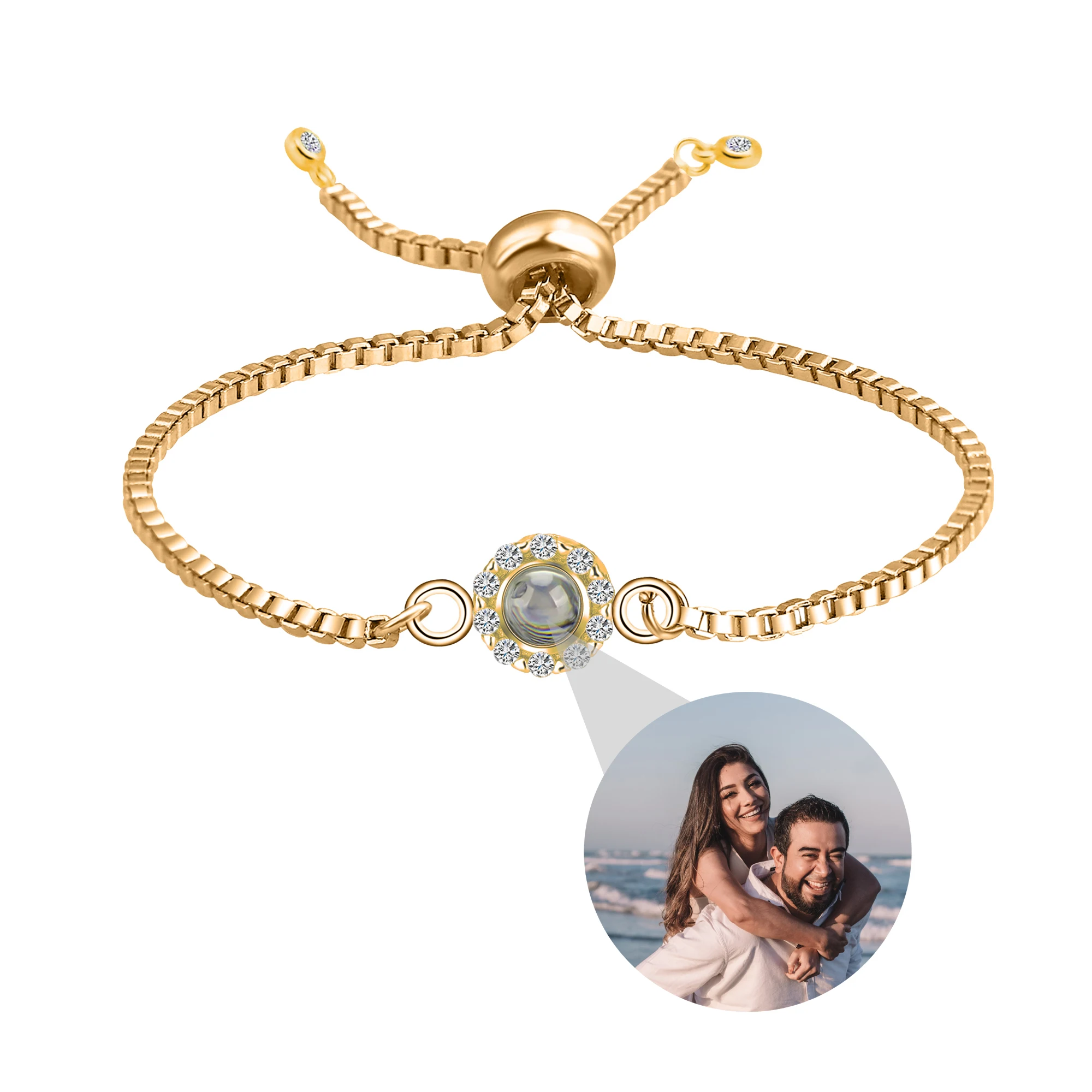 

Personalized Circle Photo Bracelet Custom Projection Photo Bracelets Couple Memorial Jewelry Christmas Gift Women Men