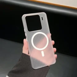Transparent Wireless Charging Magnetic Corrugated Soft Case for Redmi K60 (White)