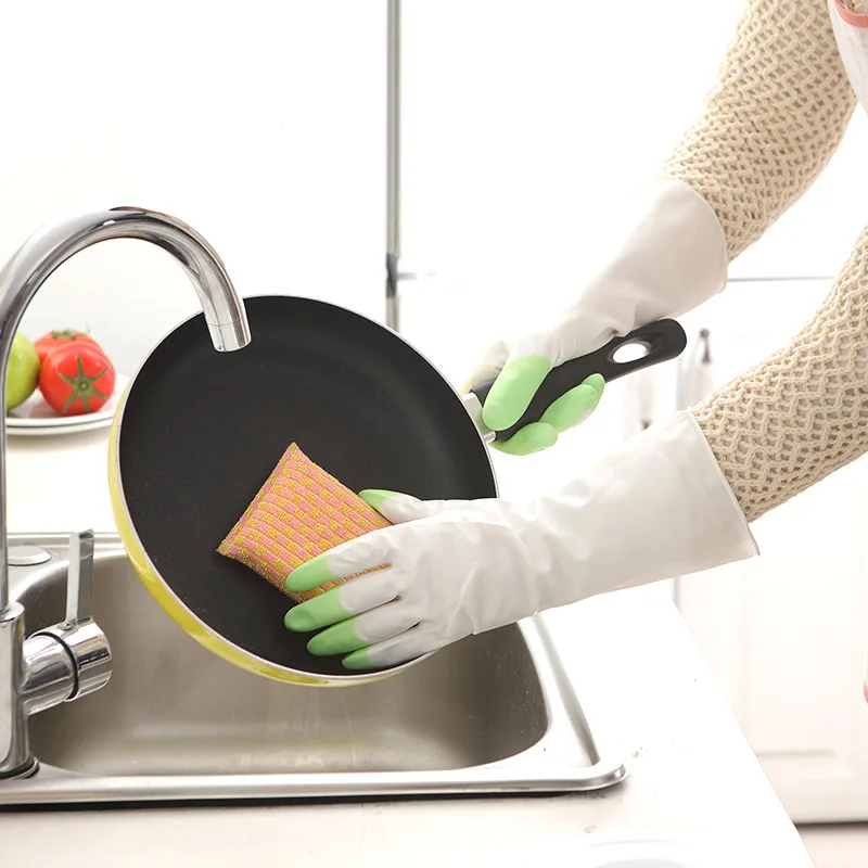 Nitrile Washing Gloves Home Kitchen Bowl Durable Latex Washing Clothes Women'S Waterproof Household Rubber Gloves #1505