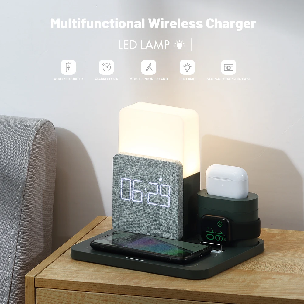 WirelessCharger3in1FastChargingStationDigitalAlarmClockNight
