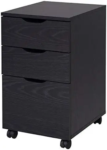 3 Drawer Mobile File Cabinet, Rolling Printer Stand, Vertical Filing Cabinet, Brown Wood Grain