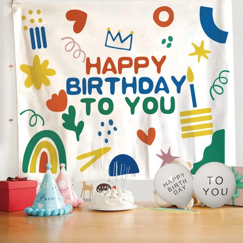 VIKAMA Dopamin bunte Buchstaben Geburtstag Party Hintergrund Wand, Wandbehang Stoff, Banner geeignet für drinnen und draußen – Detail 5
