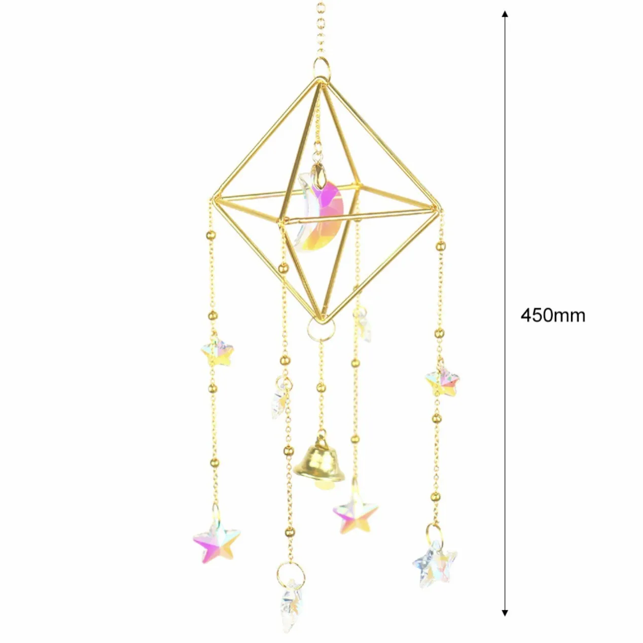 Colorful Metal Rainbow Star Moon Wind Chimes, Sun Catcher Outdoor Window Home Decoration Garden Car Pendant