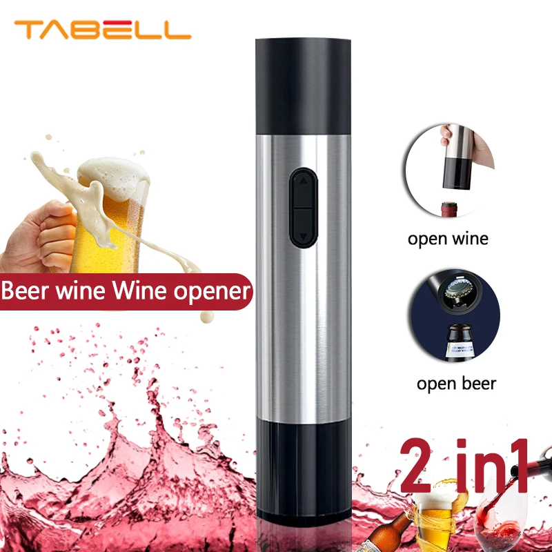 TABELL 2 in1 Electric Beer Wine Openers for Home Kitchen Stainles Steel Automatic Cap Opener Wine Opener Beer Bottle Accessorie