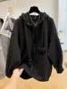 2-300 Pounds Plus Size Premium Hooded Sweatshirt for Women's Spring and Autumn Loose Cardigan Oversized Winter Fleece Jacket 4