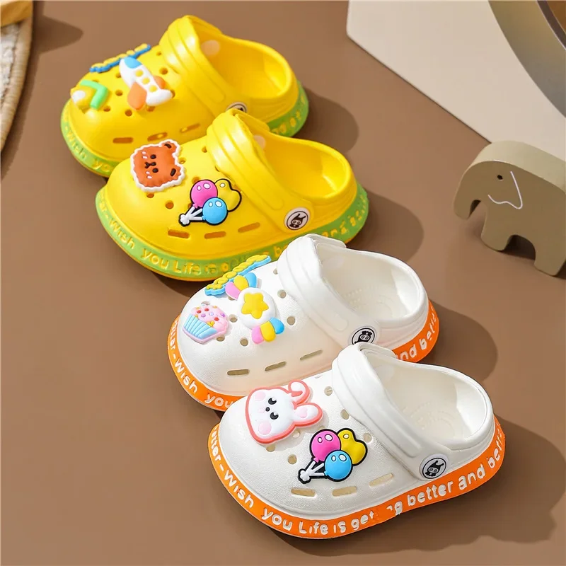 Kids Summer Sandals Hole Children's Shoes Slippers Soft Anti-Skid Cartoon DIY Design Hole Baby Shoes Sandy Beach For Boys Girls kids sandals