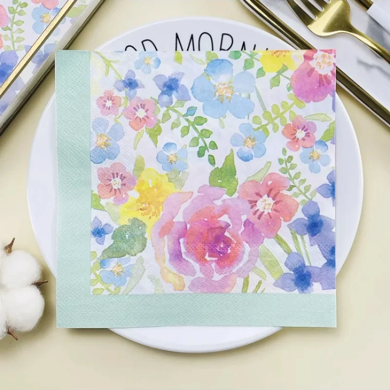 Wedding Wedding Printed Napkins Floral Pattern Coloured Paper Napkins Hotel Restaurant Table Placemat Paper Cafe Placemats