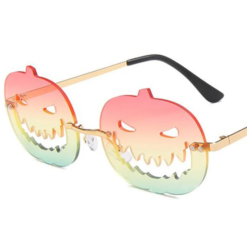 

NEW Pumpkin Sunglasses Rimless Funny Hollow Sun Glasses Oval Anti-UV Spectacles Masquerade Eyeglasses Halloween Ornamental