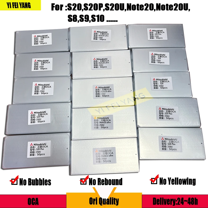 50Pcs Oca Film Per Samsung S8 S9P Note 8 S20 Plus S21 Ultra Note 20 Colla Adesiva Riparazione Lcd