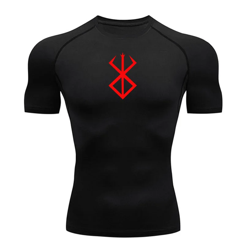 

Summer Running T-Shirt Men Short Sleeve Compression Shirt Gym Sports Top White & Black Quick Dry Breathable MMA Fitness Clothing