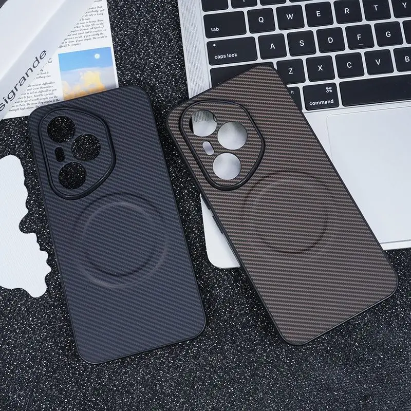 Premium Carbon Fiber Textured Leather Magnetic Shockproof Case with Ultra-Thin Design