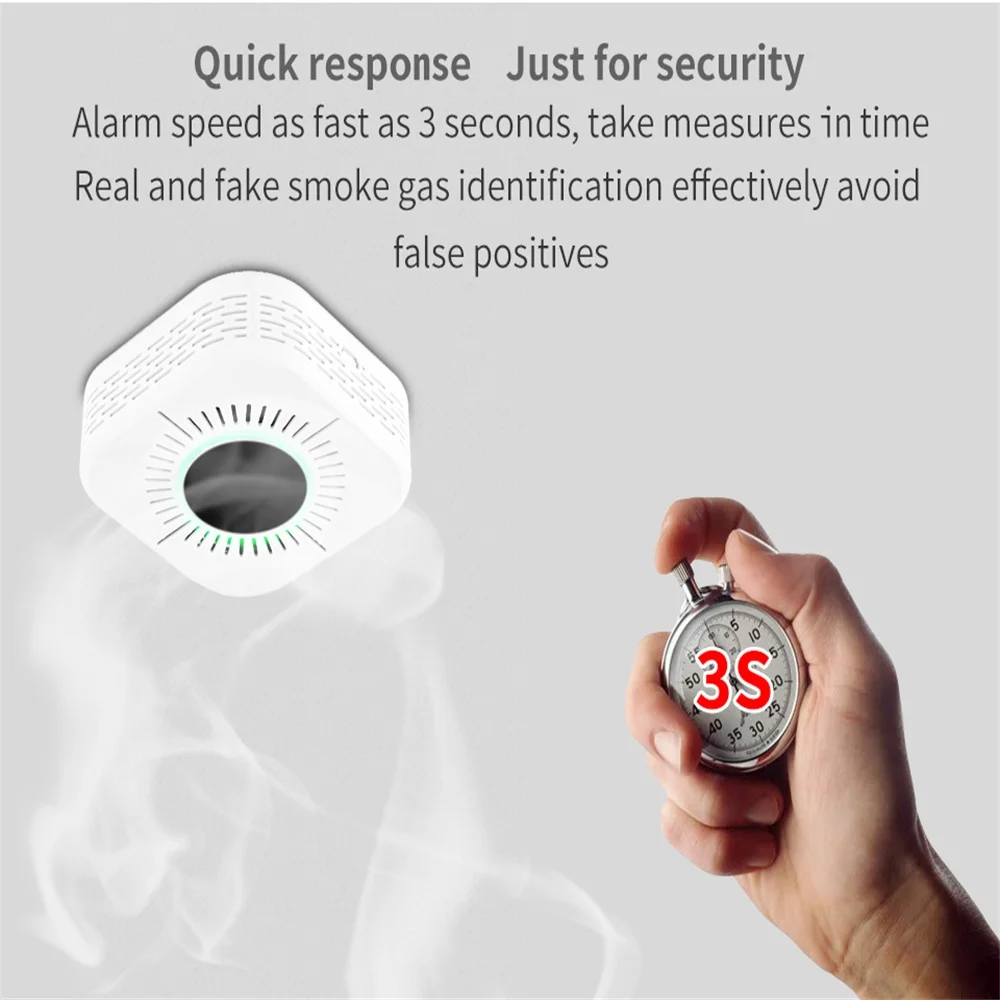 ACJ 2 in 1 Smoke Alarm Co Carbon Monoxide Detector 433Mhz High Sensitive Composite Smoke Fire Sound Alarm For Home Security