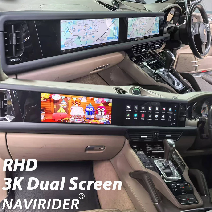 RHD Carplay For Porsche Cayenne 2010-2017 Dual Screen Intelligent System Android 13 Multimedia Player Stereo Car GPS Navigation