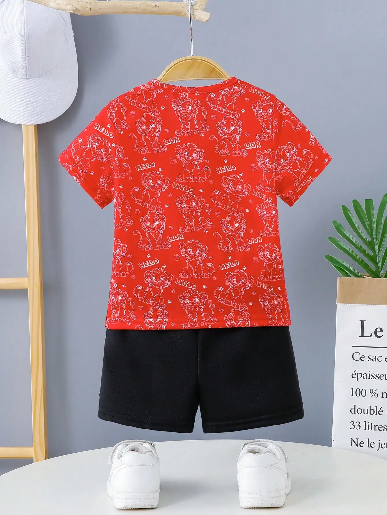 Summer Boys Fashion Loose Short sleeved Little Lion Clothing Children's Top Cute Cartoon 0-3 Year Old Homewear Boys Round Neck