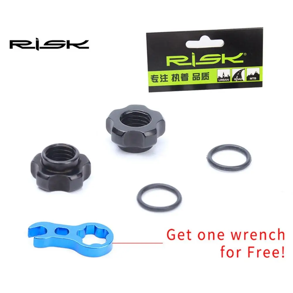 1 Set RISK Mountain Bike Presta Valve Nut with Install Wrench MTB Road Bicycle Tubeless Tire Valve Cap Vacuum Tire Nozzle Lock