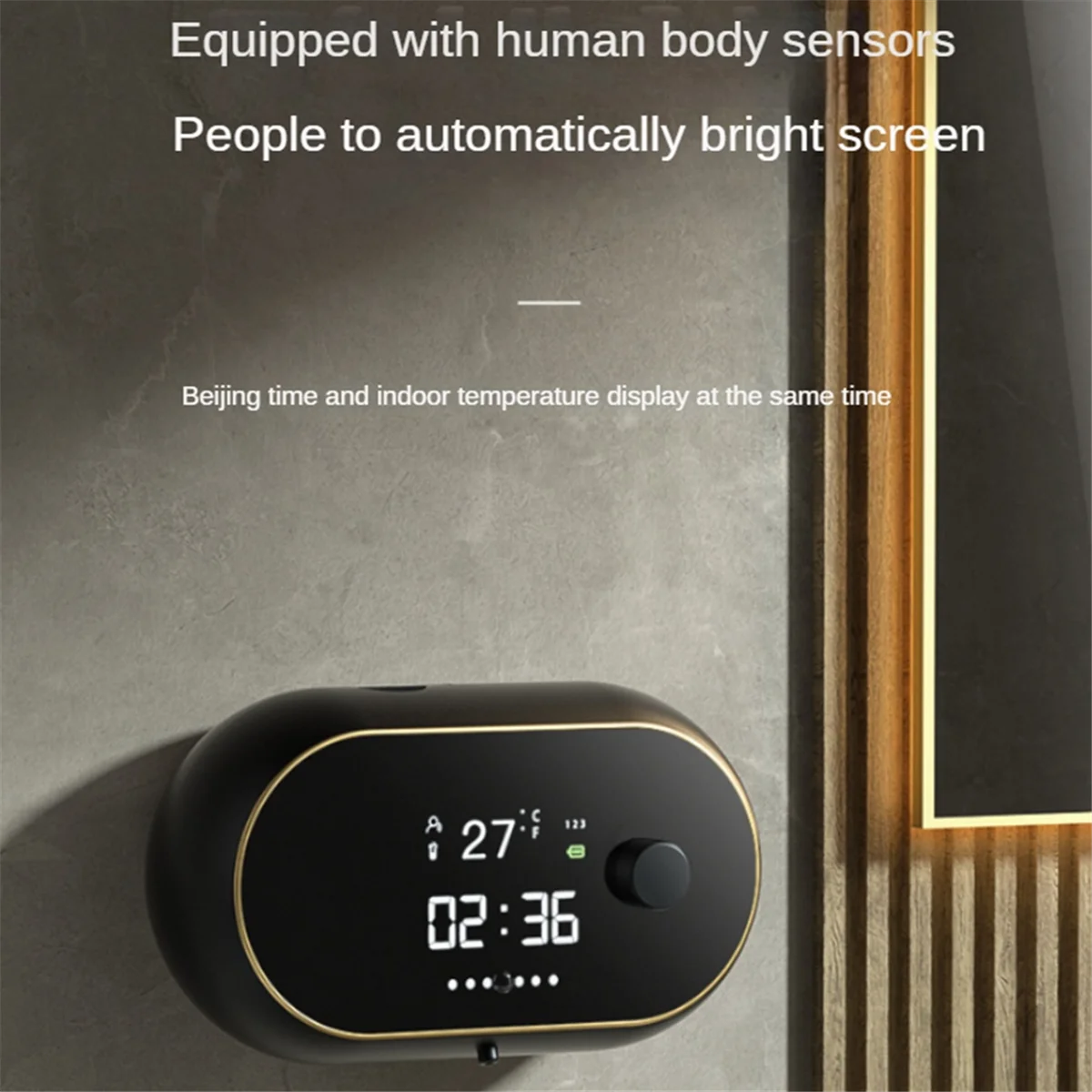 새로운 자동 비누 디스펜서 벽 마운트 충전식 LED 디스플레이 젤 비누 디스펜서 주방 욕실 블랙