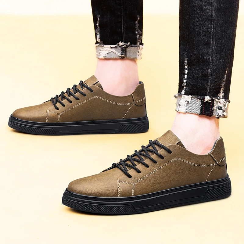 Genuine Leather Flats Handmade Casual Shoes Men's Lace Up Oxford Walking Shoes Outdoor Jogging Office Men's Dress Footwear