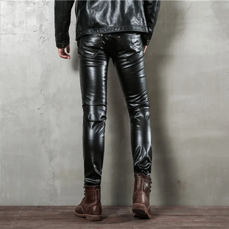 Description Picture 6 of itemIdopy Men`s Halloween Cosplay Zippers Pu Motorcycle Party Holiday Stage Performance Faux Leather Pants Jeans