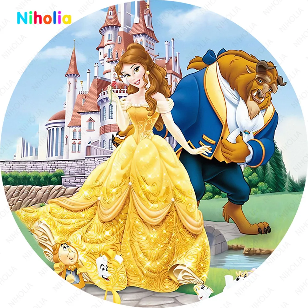 Beauty and Beast Round Backdrop Cover Belle Princess Kid 1st Dance