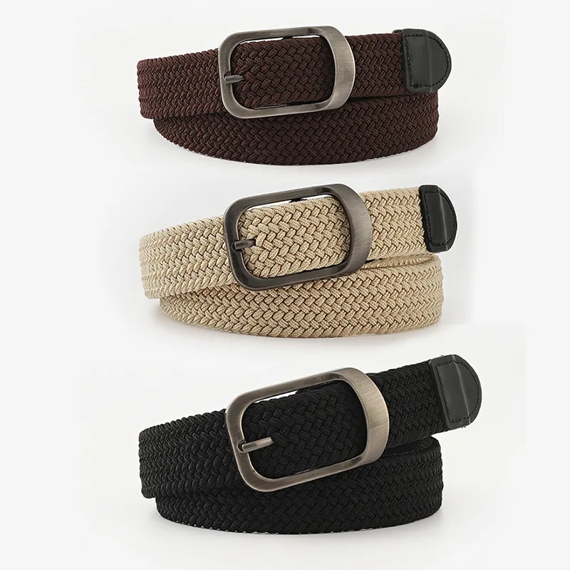 Unisex-Eyeless-Needle-Metal-Alloy-Rectangle-Buckle-Woven-Women-s-Belts ...