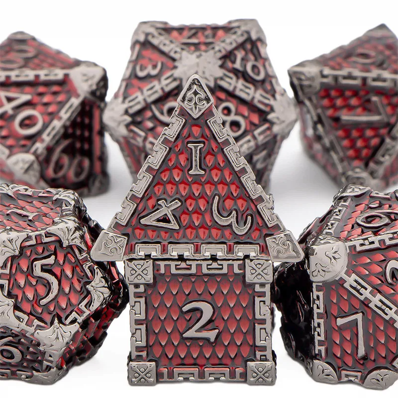 

Metal Dnd Solid Dice Set Dungeon And Dragon RPG D+D D&D Polyhedral Red Role Playing For Games D20 D12 D10 D8 D6 D4 Dice