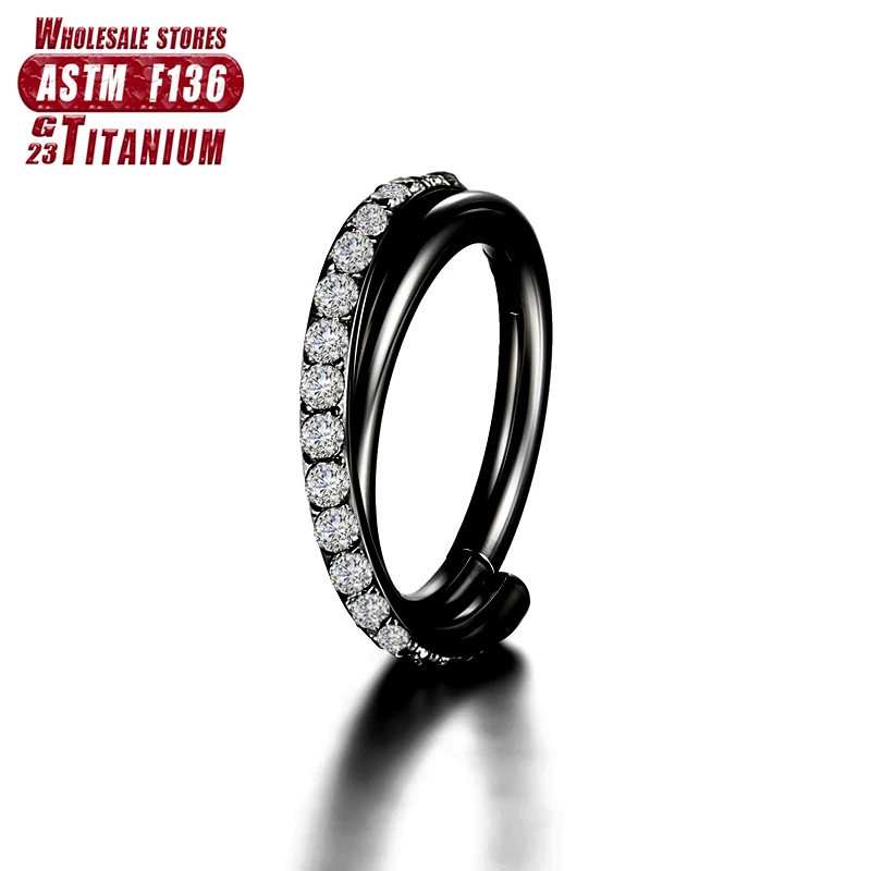 F136 Titan-Piercing, doppellagig, dreilagig, mit Scharnier, 16 g, Zirkon-Nasenring, Helix-Knorpel, CZ, kleiner Knorpel, Septum-Clicker – Detail 37