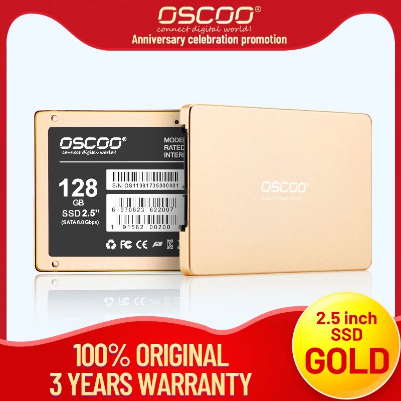 Oscoo Disco Rigido Ssd Sata3 Mlc Da 2.5 Pollici 128Gb 256Gb Disco Rigido Hdd Da 512Gb Disco Rigido Interno A Stato Solido Da 2.5 "Per Desktop Portatil