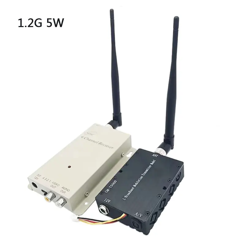 

1.2g 5W 1.2Ghz 5000mW Wireless AV Video Audio Transmitter With 1.2G Receiver High Gain Antenna Long Range Transmittion