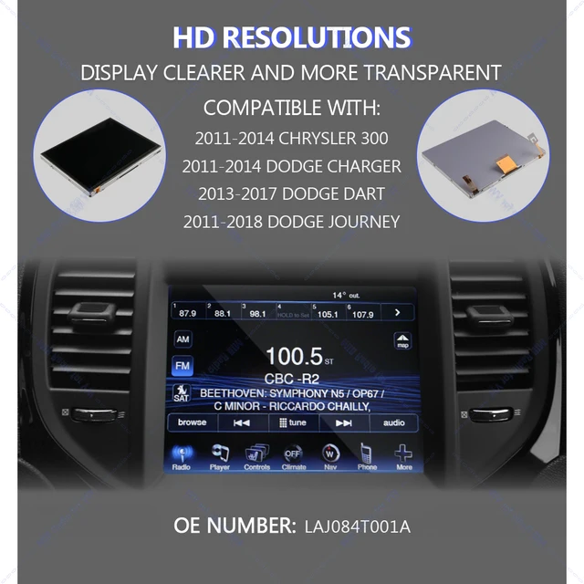 LAJ084T001A Replacement 8.4" LCD Touch Screen Display - Replacement For Chrysler 300, Dodge Charger, Maserati Ghibli 2011-2018 Car Lcd Screen Replacement