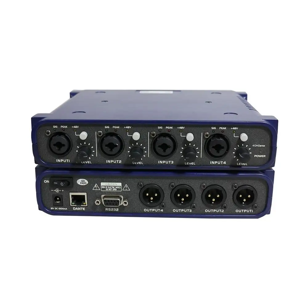 

4-канальный 9-контактный разъем RS232 12 В постоянного тока 4-ВХОДНОЙ XLR порт dante аудио сетевой интерфейс