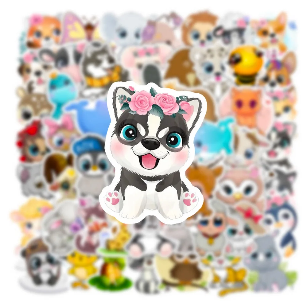 50pcs Cute Mixed Animal Stickers Phone Case Notebook Skateboard Laptop Water Bottle Cartoon Sticker Pack for Kids Gift Toy cartoon stickers cartoon animal stickers animal stickers kawaii stickers decorative stickers