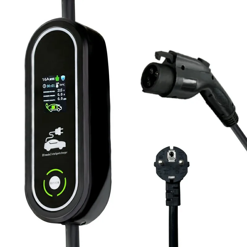 Caricabatterie Portatile Ev Type2 Iec62196-2 16A Evse Cavo Di Ricarica Type1 Sae J1772 Eu Plug Controller Wallbox Per Auto Elettrica