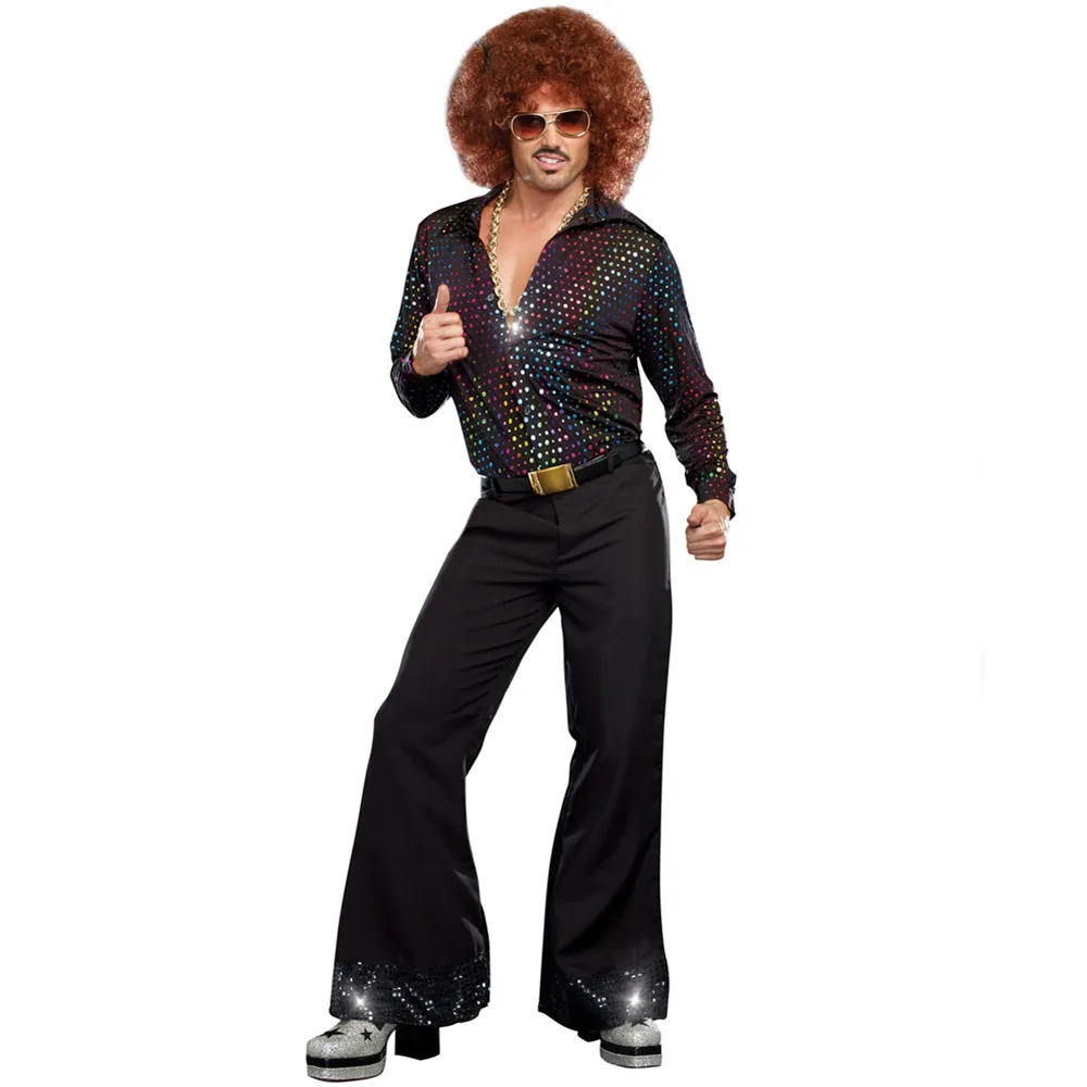 

Man 1960's 70's 80's Hippies Disco Costumes Cosplay Carnival Dance Outfits Party Dress Suit