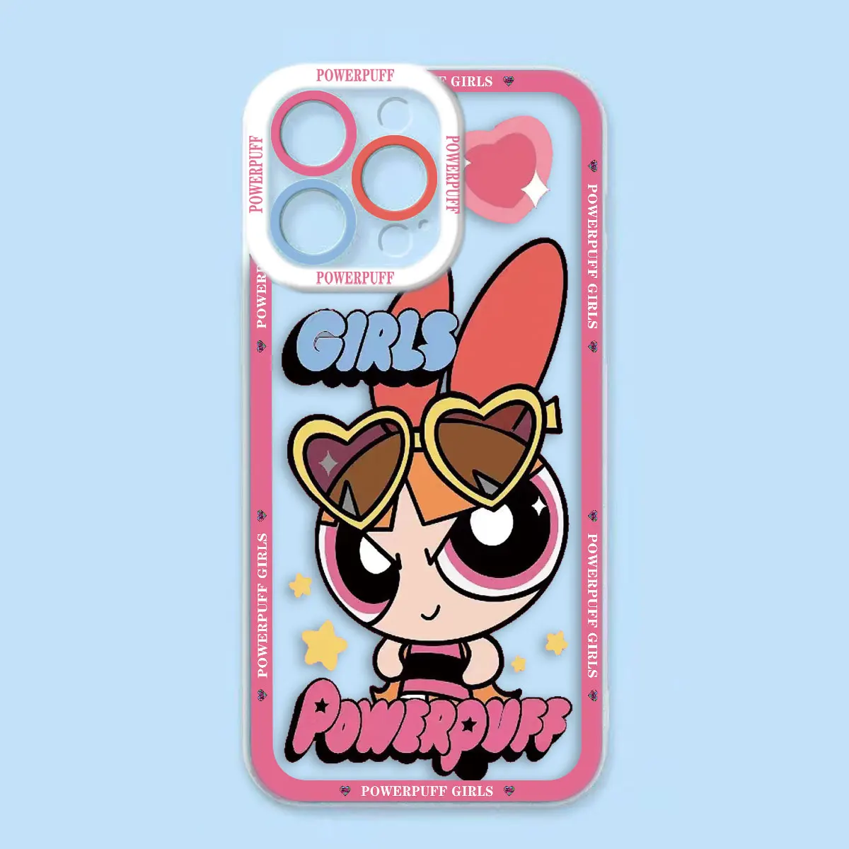 Clear Phone Case with Anime Girls Powerpuff Design