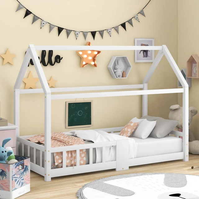 Culla 90x200 cm, letto in legno per camera dei bambini, letto