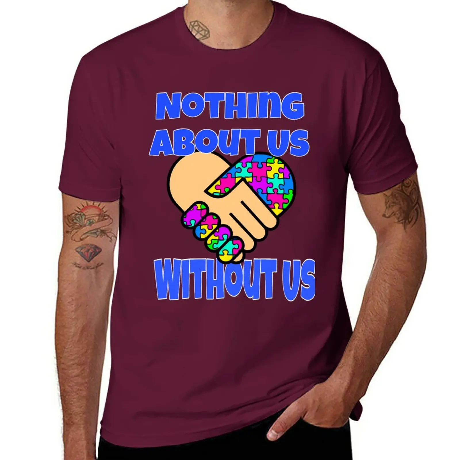 

New Nothing about us without us T-Shirt vintage t shirt custom t shirts sweat shirts mens workout shirts