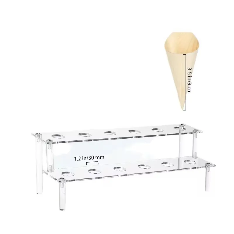 Supporto Doppio Strato 12 Fori Wanfoou - Porta Cono Gelato Trasparente In Acrilico Con 12 Fori, Supporto Per Coni In Acrilico A 2 Ripiani, Per Cupcake, Popcorn, Ristorante, Zucchero, Feste O Buffet Supporto Coni