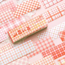 Autocollant quadrillé de nouvelle série histoire à carreaux, étiquette Scrapbooking, décor créatif pour Journal, papeterie artisanale pour filles, fournitures scolaires, 50 feuilles 