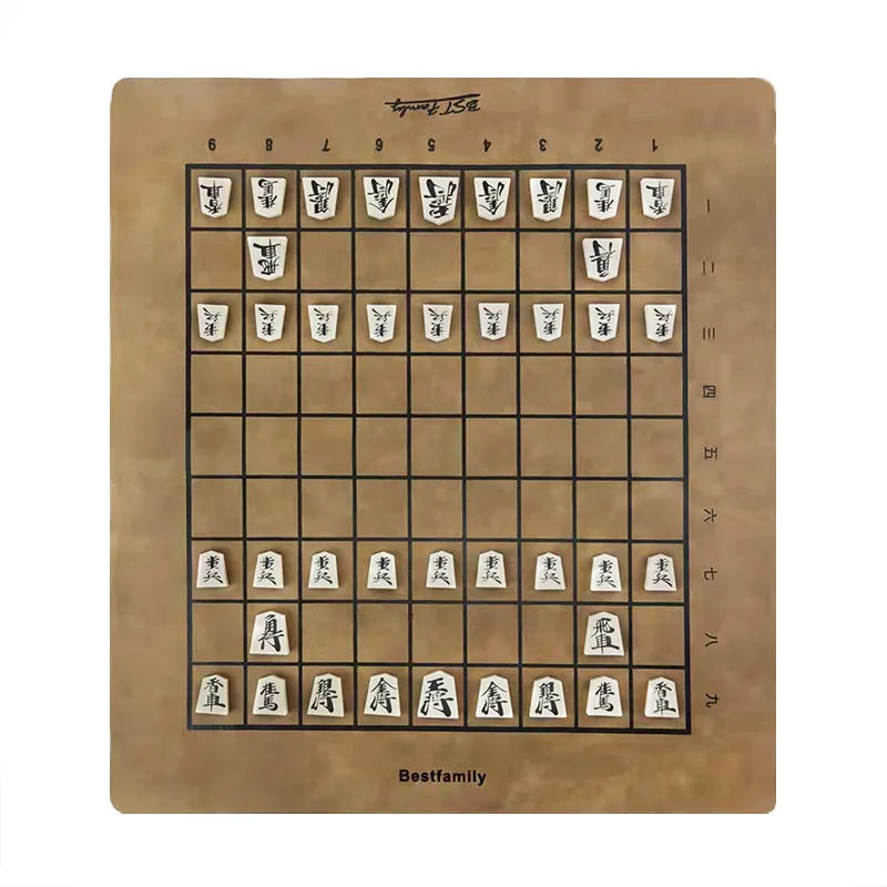 BSTFAMLY Wooden Japan Shogi 40 Pcs/Set International Checkers Folding PU Leather Chessboard Sho-gi Chess Game Table Toy Gift J03