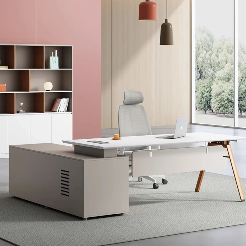 

L Shaped Drawers Office Desk Standing White Corner Long Computer Desks Secretary European Mesa De Escritorio Modern Furniture