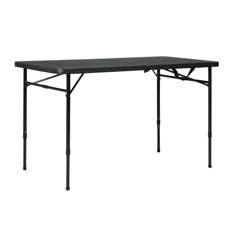 

Mainstays 4 Foot Fold-in-Half Adjustable Folding Table, Rich Black