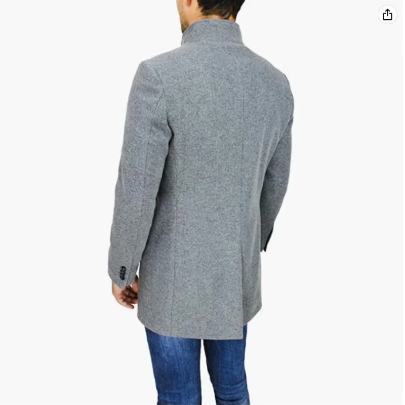 Elegant Slim Jackets Man Matching Windbreaker Solid Color Wool and Blends Mid-length Trench Coat Long Sleeve Men's Jacket