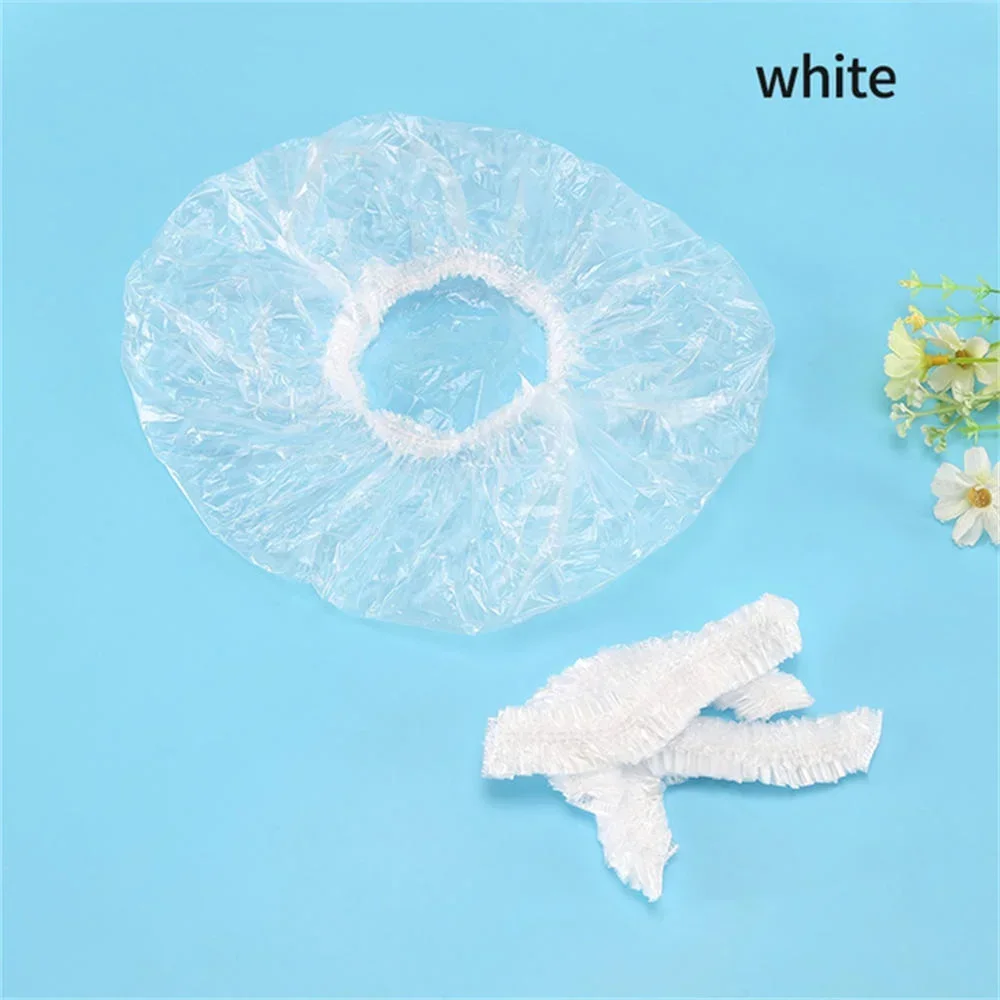 100 Pcs / Bag Hotel and guesthouse disposable shower cap batch white transparent waterproof and dustproof hair cap 3