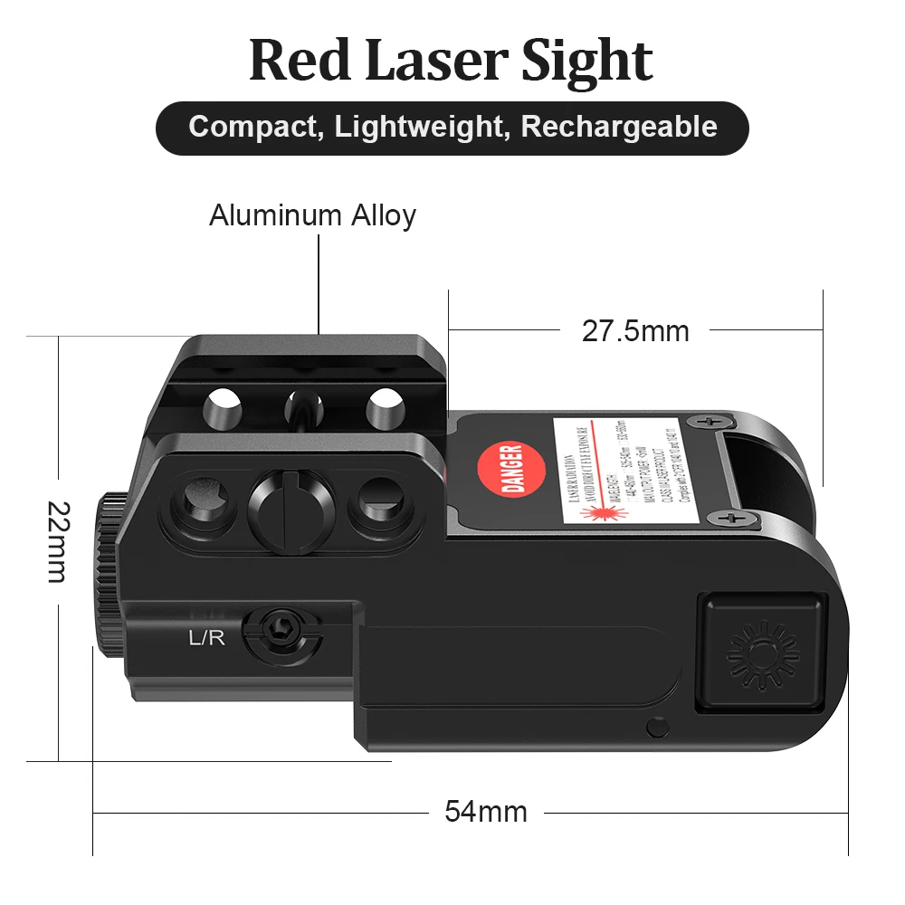Compact 1080 Magnetic Charging Laser Sight Red/Blue Built-In Lithium Battery Sports & Outdoor Use Compatible