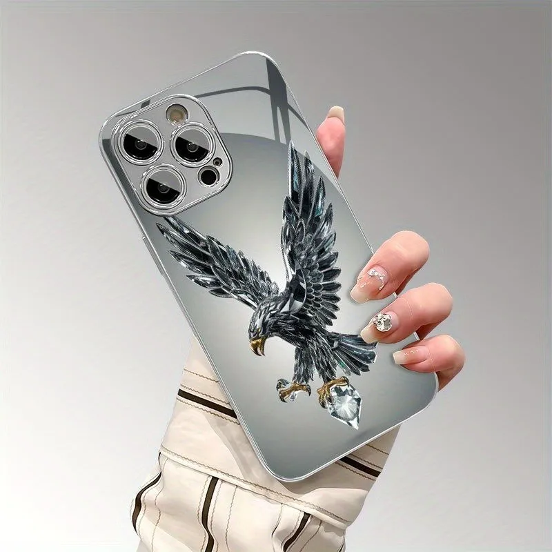 Luxury Crystal Eagle Pattern Tempered Glass Phone Case