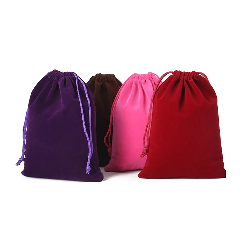 1 pz borsa con coulisse in velluto colorato grande capacità morbida con coulisse facile da trasportare strumento per il trucco