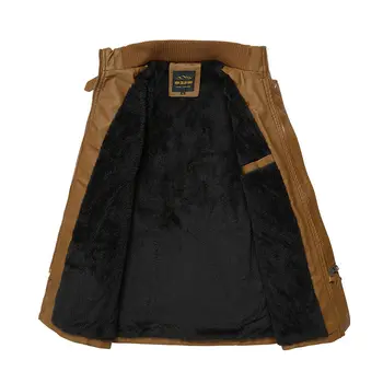رجل دافئ بولي Jackets السترات الجلدية طويلة يندبروف مقنعين معاطف الخريف الشتاء الرجال الاتجاه ضئيلة سترة عادية بلون ضئيلة معطف - Image 5