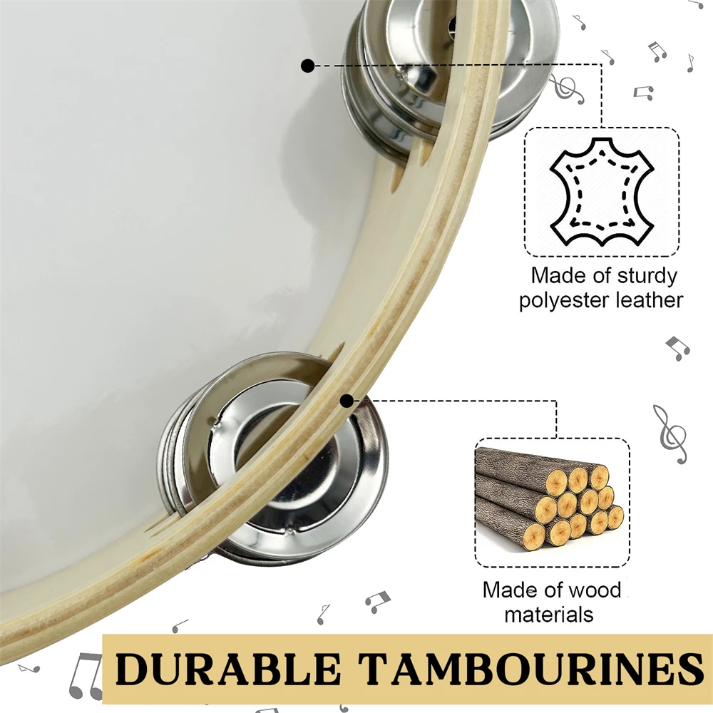 Hand tambourine 8/10-inch wooden tambourine double layer hand clap bell drum church peace dove pattern shake percussion instrument dance